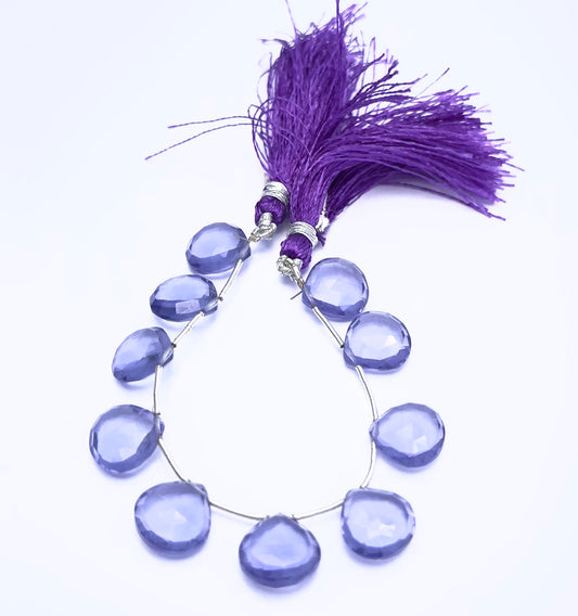 Natural gemstone beads in Hydro heart briolette cut, ideal for DIY jewellery and artisan designs.