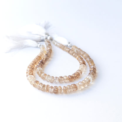High‑quality Imperial Topaz rondelle beads arranged neatly for gemstone jewellery making.
