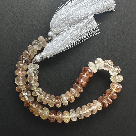 Imperial Topaz | Faceted Rondelle|  8-8.5mm Bead Size | 23cm Strand Length