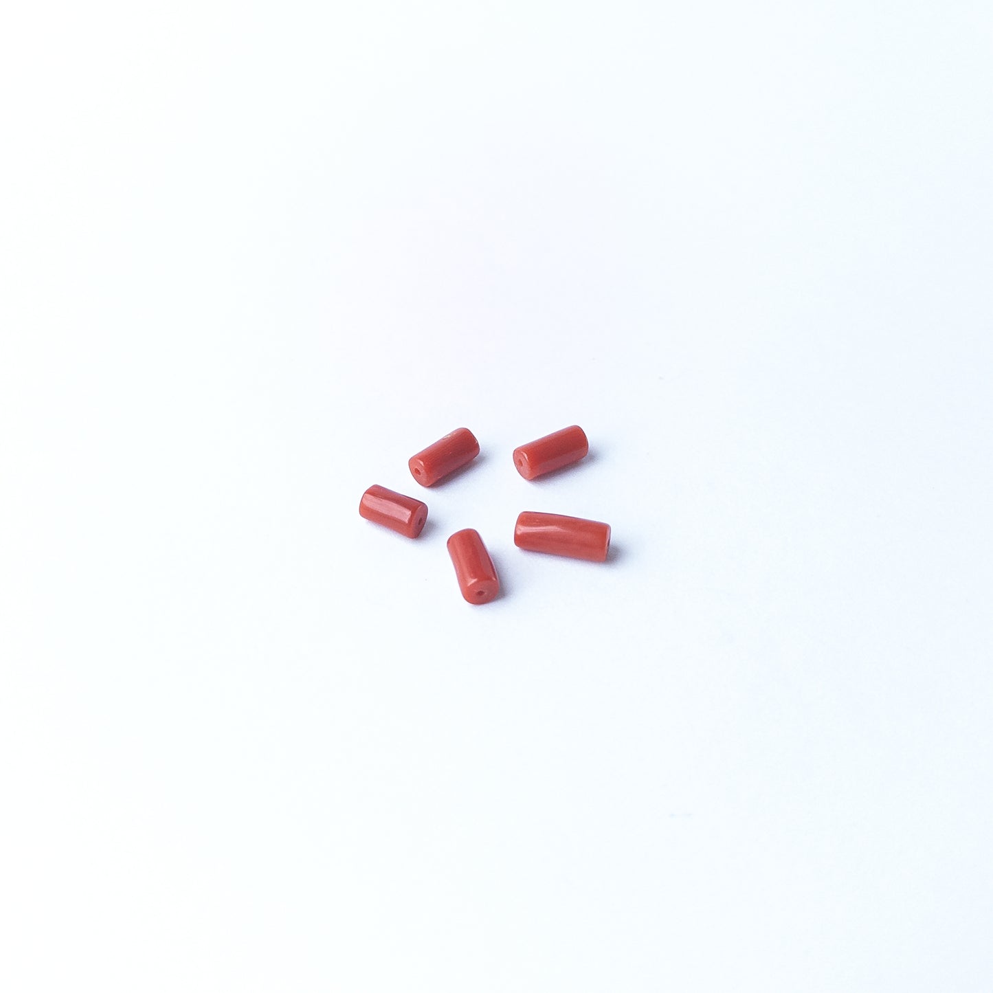Italian Coral smooth cylinder beads sized 4.4–4.5mm, high‑quality gemstone beads for artisan jewellery creators.