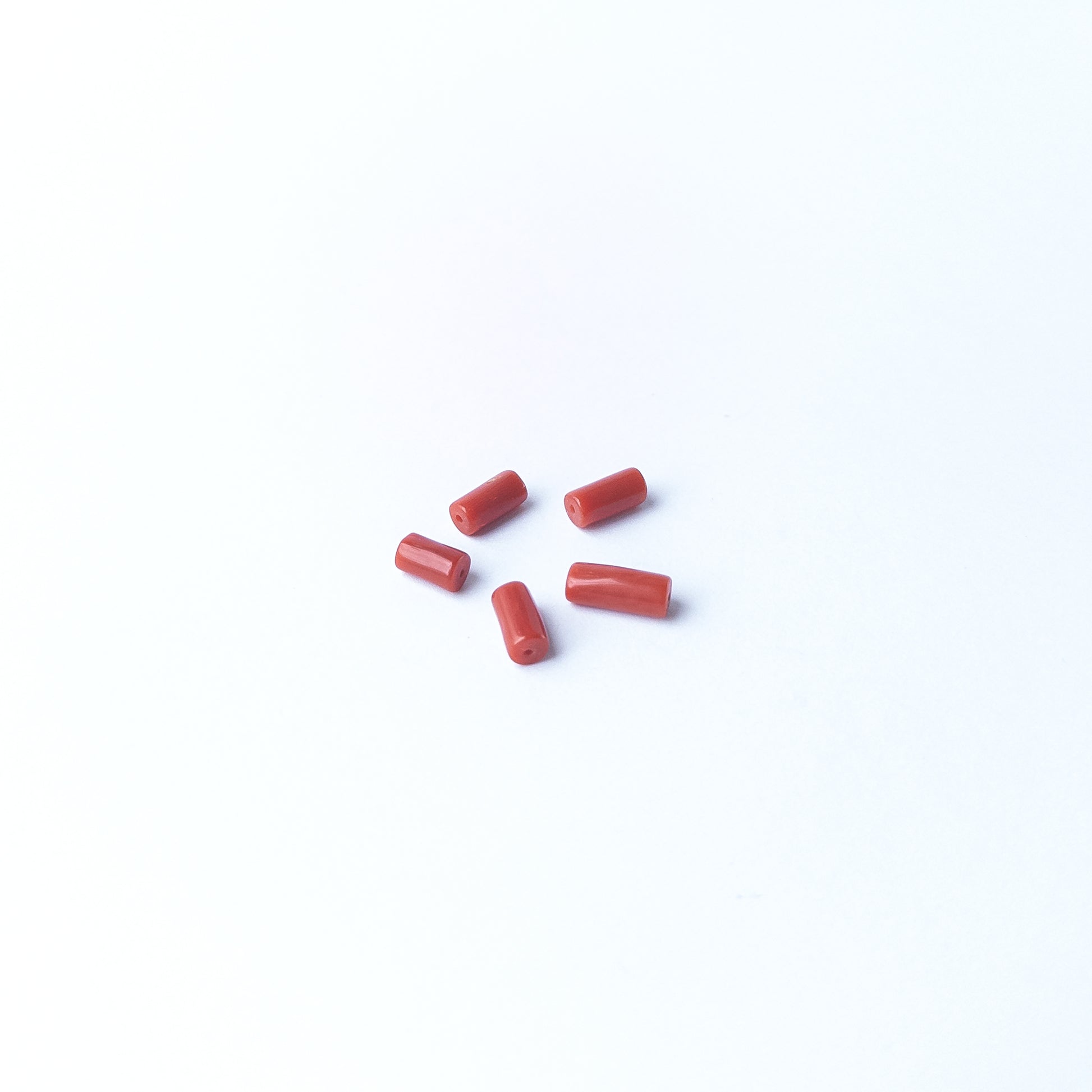 Italian Coral smooth cylinder beads sized 4.4–4.5mm, high‑quality gemstone beads for artisan jewellery creators.