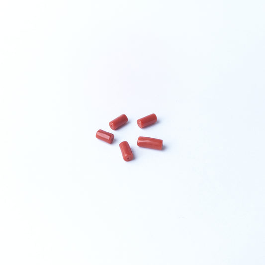 Italian Coral smooth cylinder beads sized 4.4–4.5mm, high‑quality gemstone beads for artisan jewellery creators.