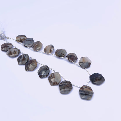 Handmade jewellery components featuring hexagon Jasper beads with smooth faceted surfaces.