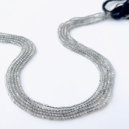 Labradorite rondelle beads with natural shimmer and fine faceting for creative jewellery designs