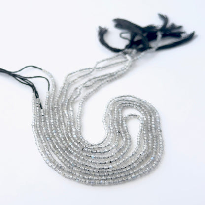 Labradorite rondelle beads with natural shimmer and fine faceting for creative jewellery designs
