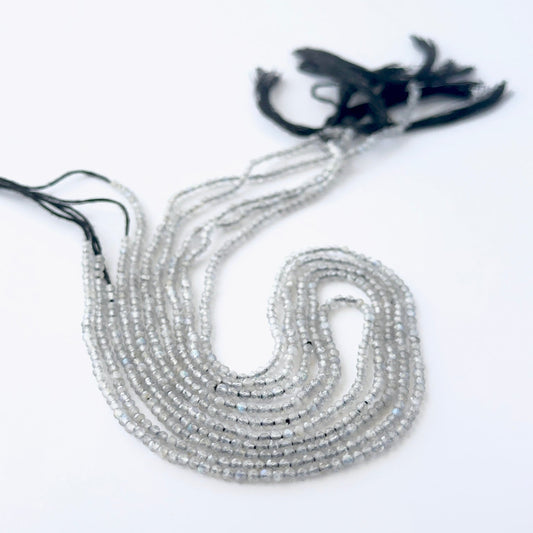 Labradorite rondelle beads with natural shimmer and fine faceting for creative jewellery designs