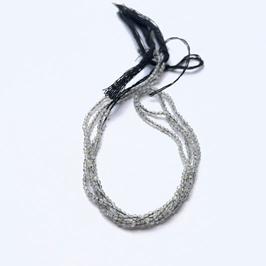 Green Opal 3.8–4mm faceted rondelle beads arranged on a strand, showing crisp faceting and earthy green tones.