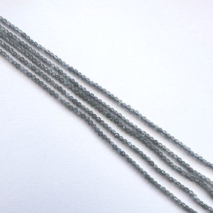 Labradorite stone beads with consistent faceted rondelle cut and premium clarity.