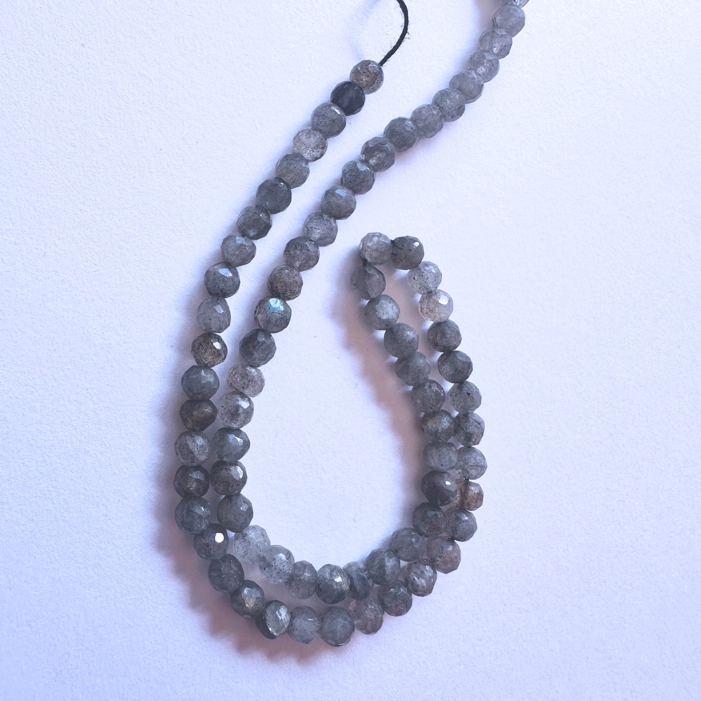 Handmade jewellery components made from 4.5mm Labradorite beads with 0.5mm drilled holes.