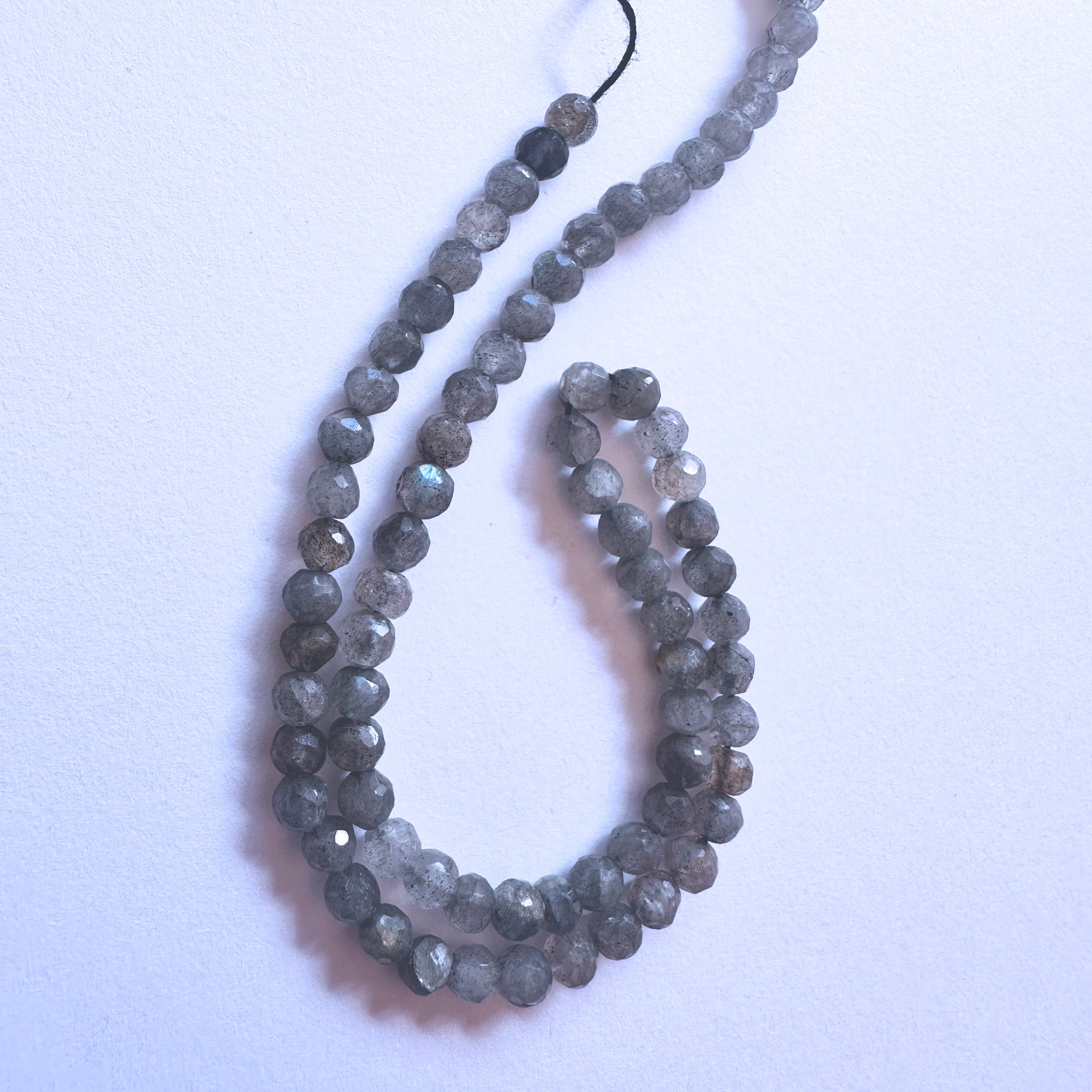 Handmade jewellery components made from 4.5mm Labradorite beads with 0.5mm drilled holes.