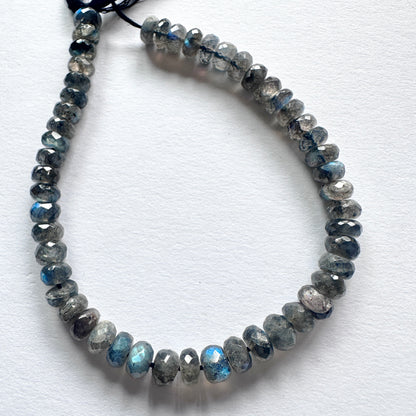 Natural gemstone beads featuring Labradorite with precision faceting and luminous colour play.