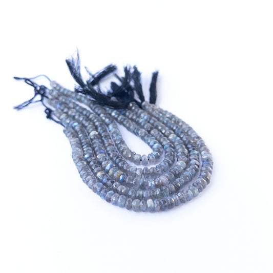 Labradorite | Faceted Rondelle | Various 5.3 to 6mm Bead Sizes | 19cm Strand Length