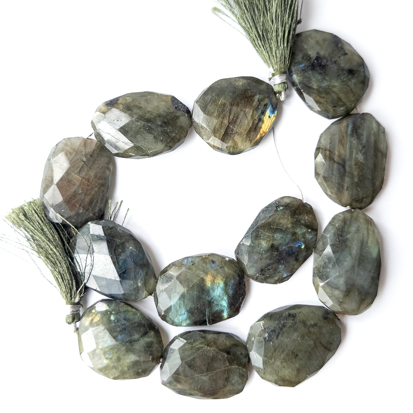 Authentic Labradorite faceted oval gemstone beads ideal for DIY jewellery and handmade statement designs.
