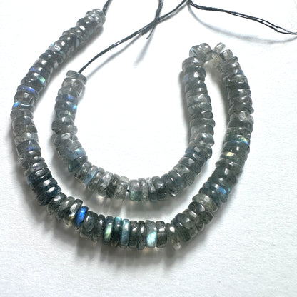 Handmade jewellery components with Labradorite beads arranged in a 20cm strand, ideal for elegant and versatile designs.