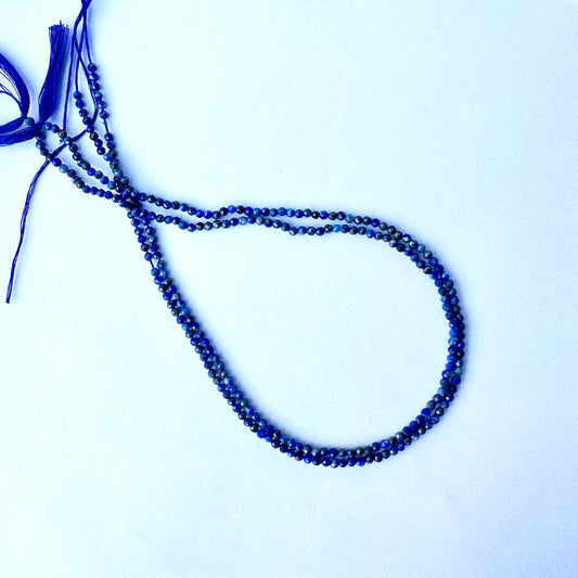 Lapis Lazuli rondelle beads with 3.5mm size and faceted cut on a 33cm strand.