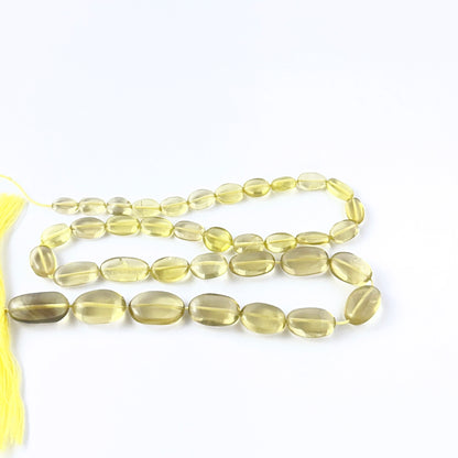 Lemon Quartz oval beads with genuine yellow colour and smooth shaping for creative jewellery designs