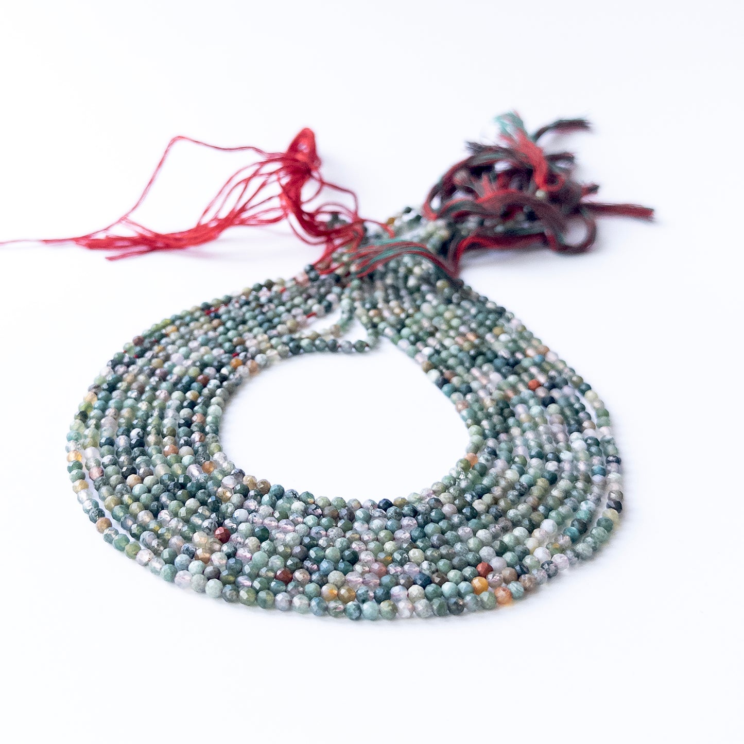 Mixed Agate faceted rondelle beads in 3.1mm size on a 31cm strand, showcasing genuine gemstone sparkle for handmade jewellery.