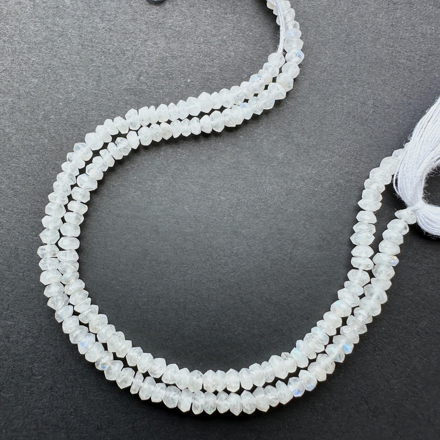 Natural gemstone beads in Moonstone, 3.2mm size, ideal for elegant DIY jewellery designs.