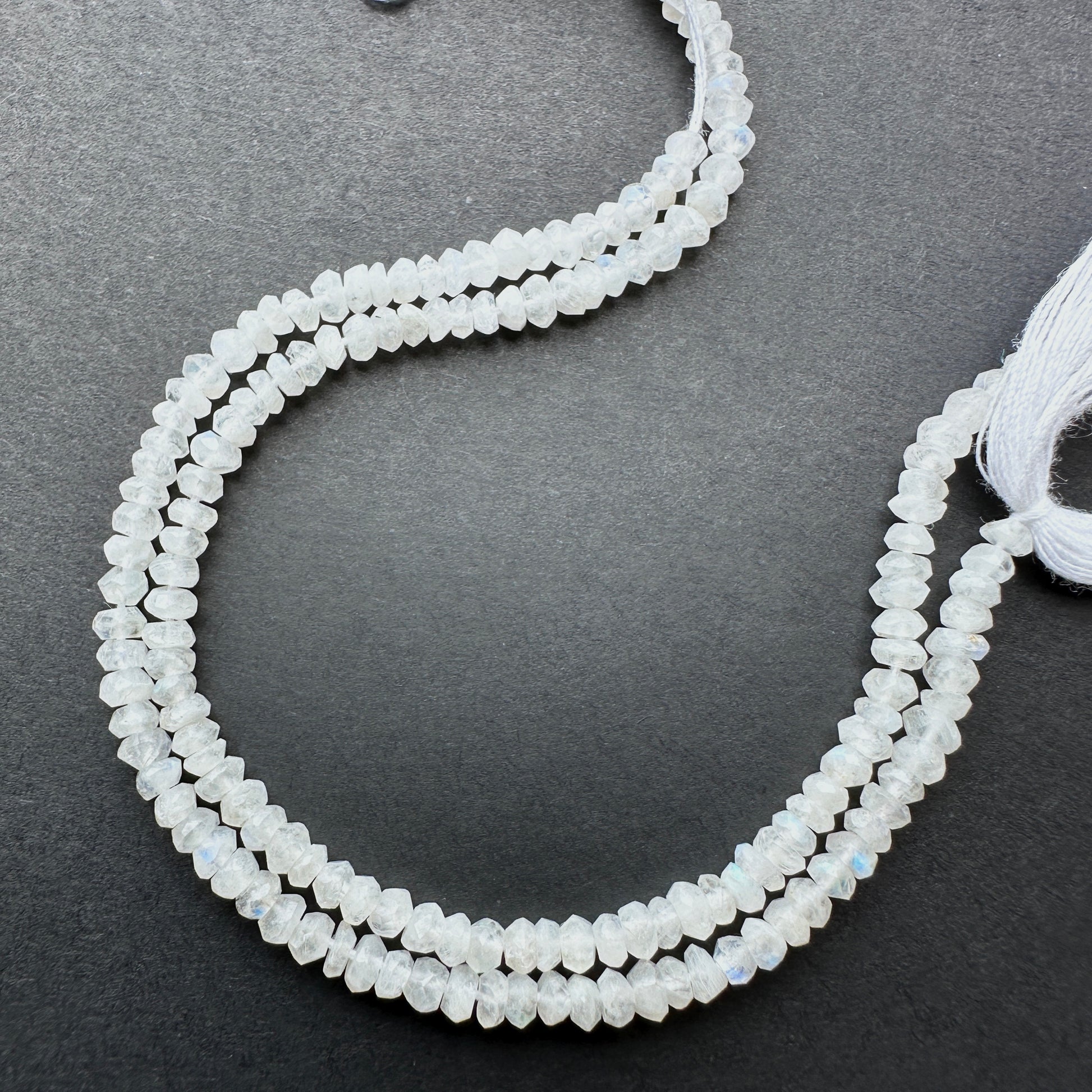 Natural gemstone beads in Moonstone, 3.2mm size, ideal for elegant DIY jewellery designs.