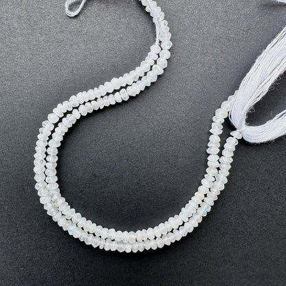 Stone Beads in Moonstone with refined faceted rondelle cut for handmade jewellery components.