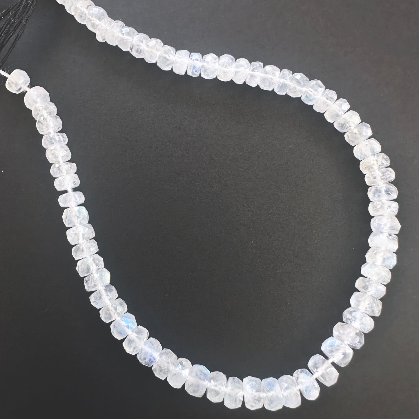 Moonstone stone beads with precise faceted rondelle cut and premium polish.