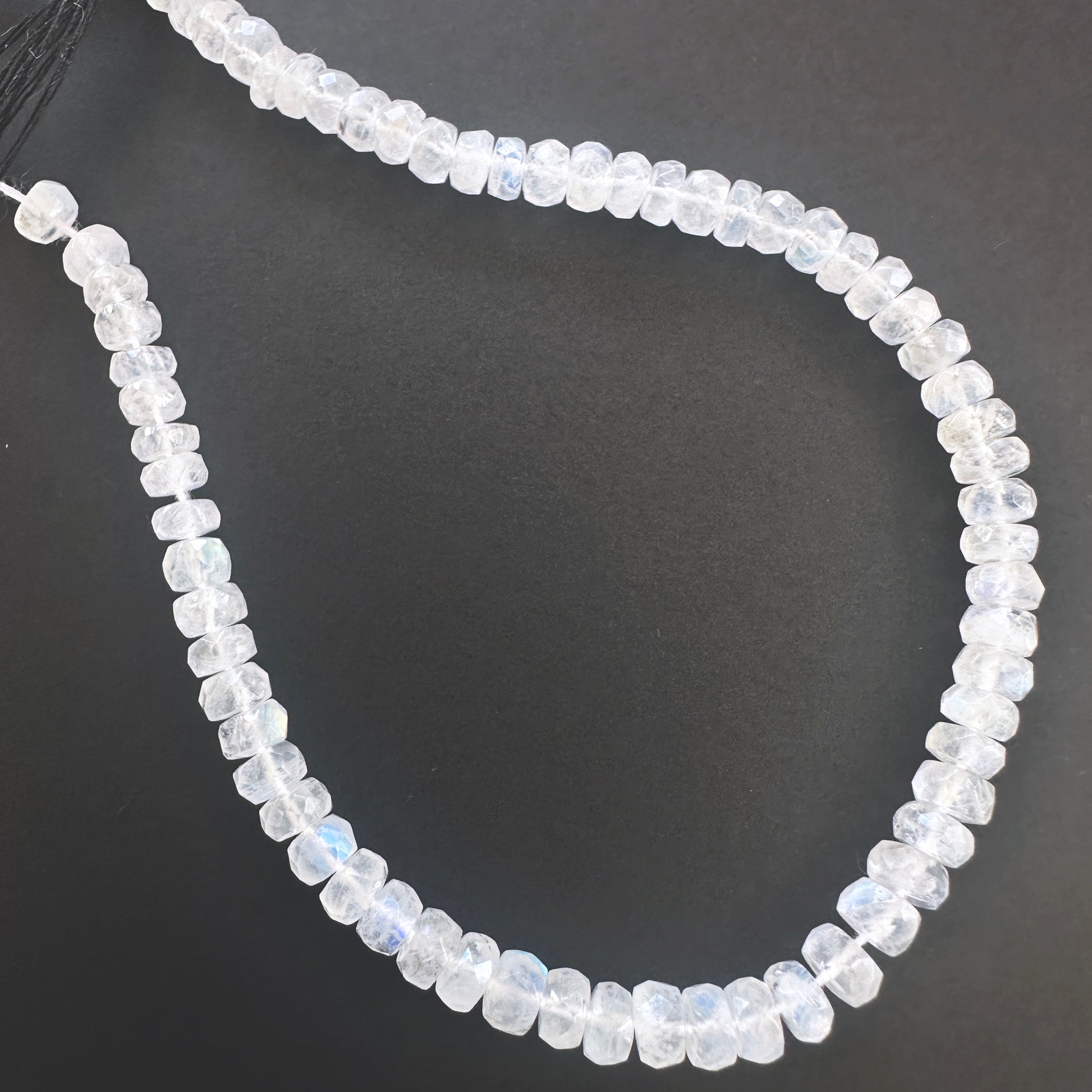 Moonstone stone beads with precise faceted rondelle cut and premium polish.