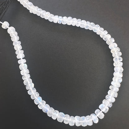 Moonstone stone beads with precise faceted rondelle cut and premium polish.