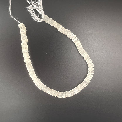 Moonstone beads with consistent wheel cut and radiant clarity.
