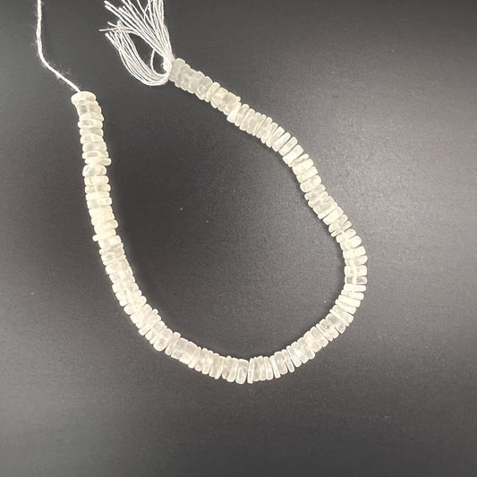 Moonstone beads with consistent wheel cut and radiant clarity.