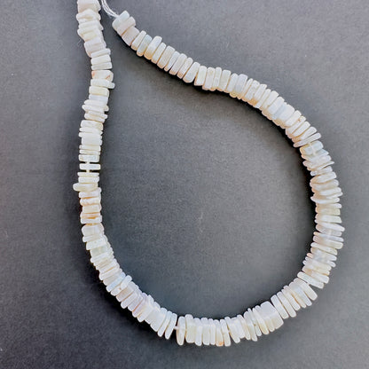 Moonstone stone beads with square heishi cut and premium polish.