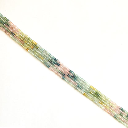 Faceted Multi Aquamarine rondelle beads in 3.0–3.2mm sizing with sea-inspired colours and polish.