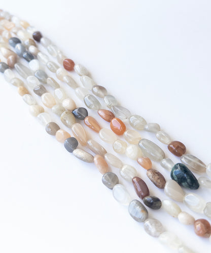 High‑quality Multi Moonstone beads arranged in a strand, perfect for gemstone jewellery making.