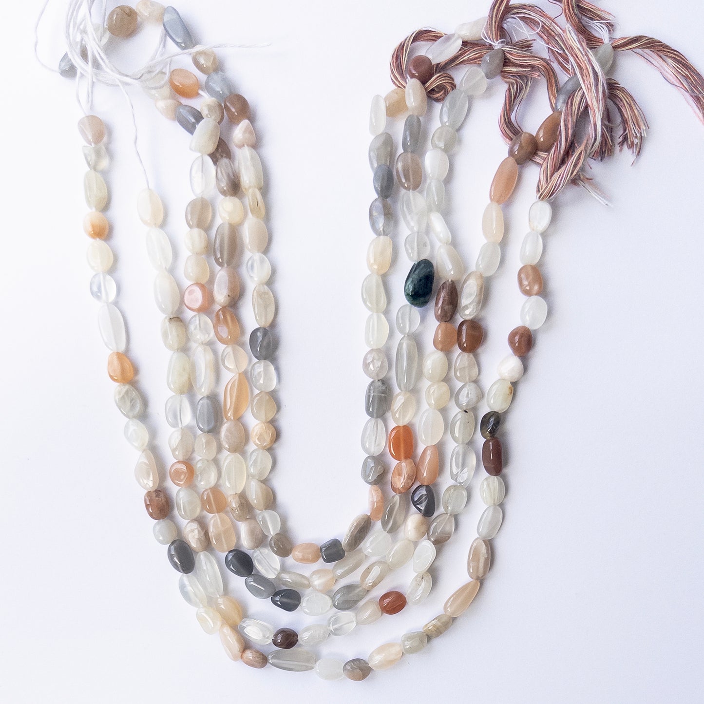 Premium Multi Moonstone stone beads with polished surfaces, ideal for elegant handmade jewellery.