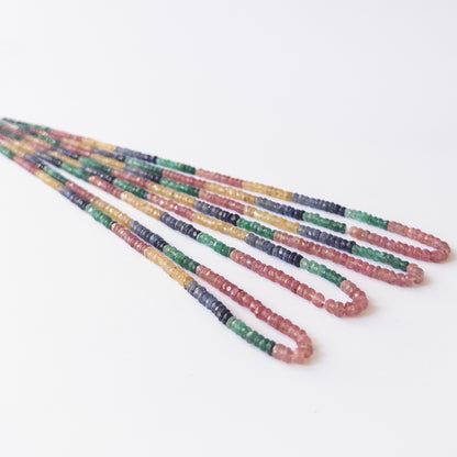 Handmade jewellery components featuring genuine Multi Precious rondelle beads in vibrant mixed tones.