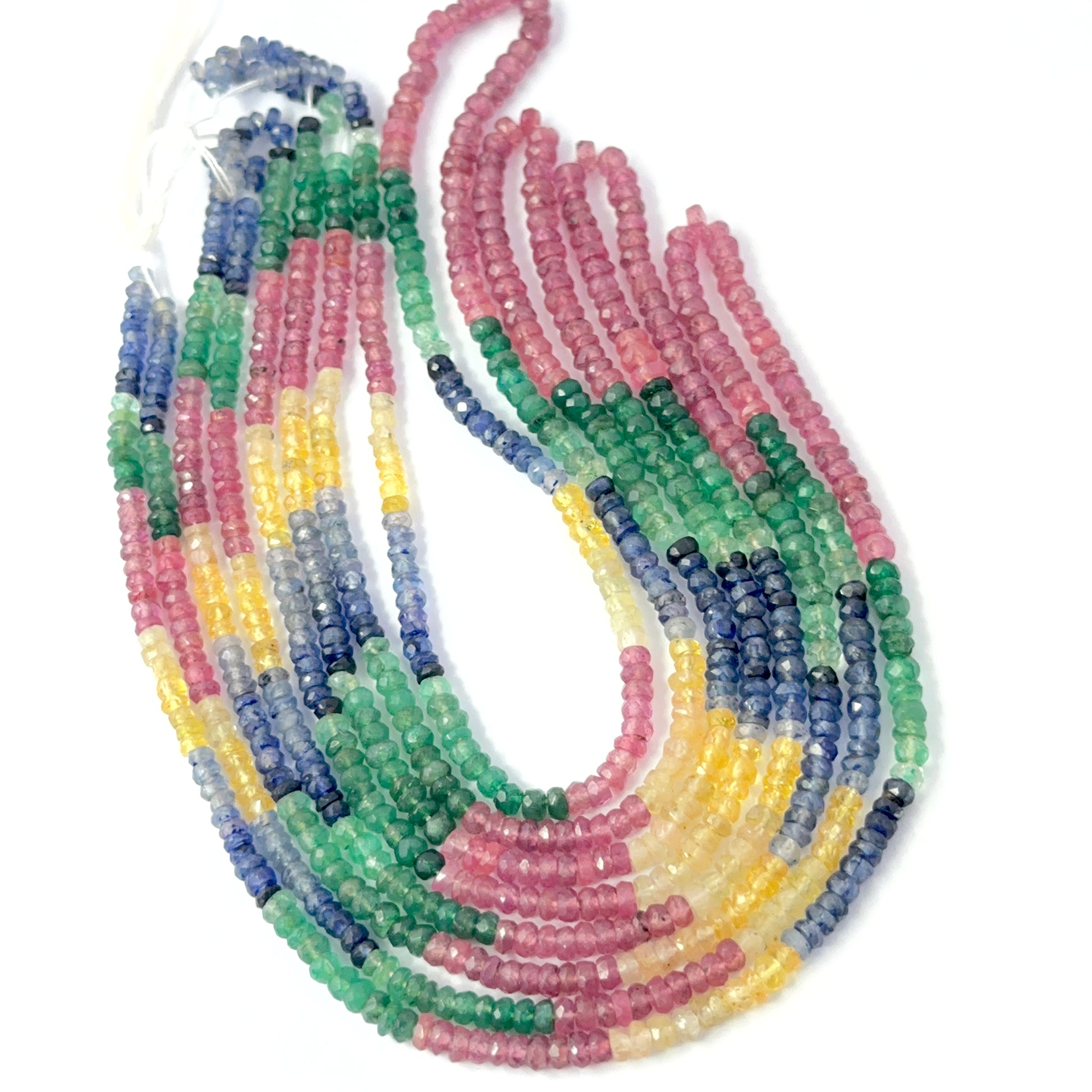 Sparkling mixed gemstone rondelle beads with bright colour and shine, perfect for authentic gemstone beads in creative designs.