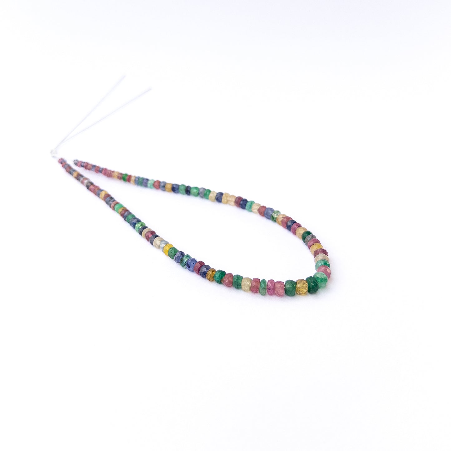 Multi Precious faceted rondelle gemstone beads in a 23cm strand, genuine stone beads for handmade jewellery.