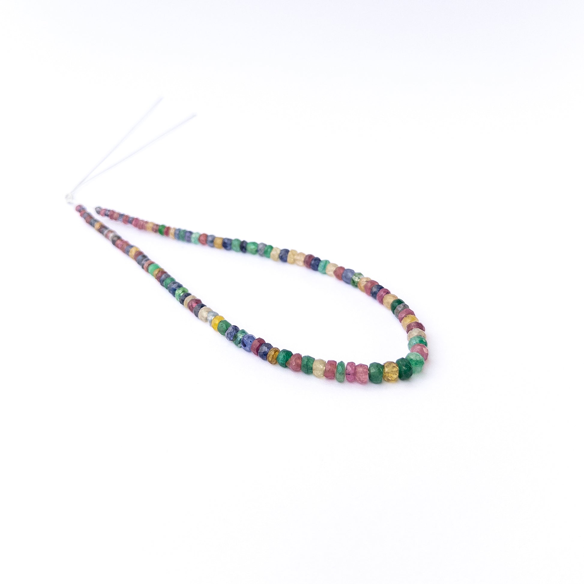 Multi Precious faceted rondelle gemstone beads in a 23cm strand, genuine stone beads for handmade jewellery.