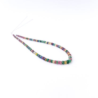 Multi Precious faceted rondelle gemstone beads in a 23cm strand, genuine stone beads for handmade jewellery.