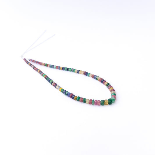 Authentic Multi Precious gemstone beads with sparkling faceted rondelles, ideal for DIY jewellery making.
