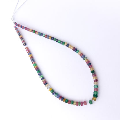 Genuine Multi Precious gemstone beads showcasing polished faceted rondelles perfect for artisan beadwork.