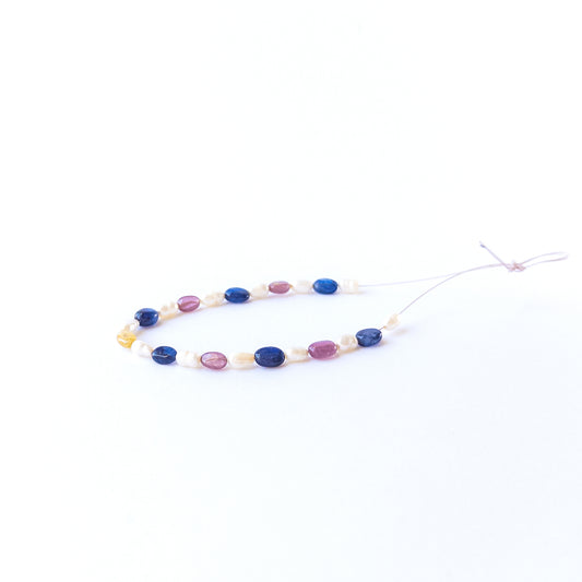 Authentic gemstone beads featuring Blue Sapphire, Ruby and pearls with smooth oval shine for DIY jewellery.