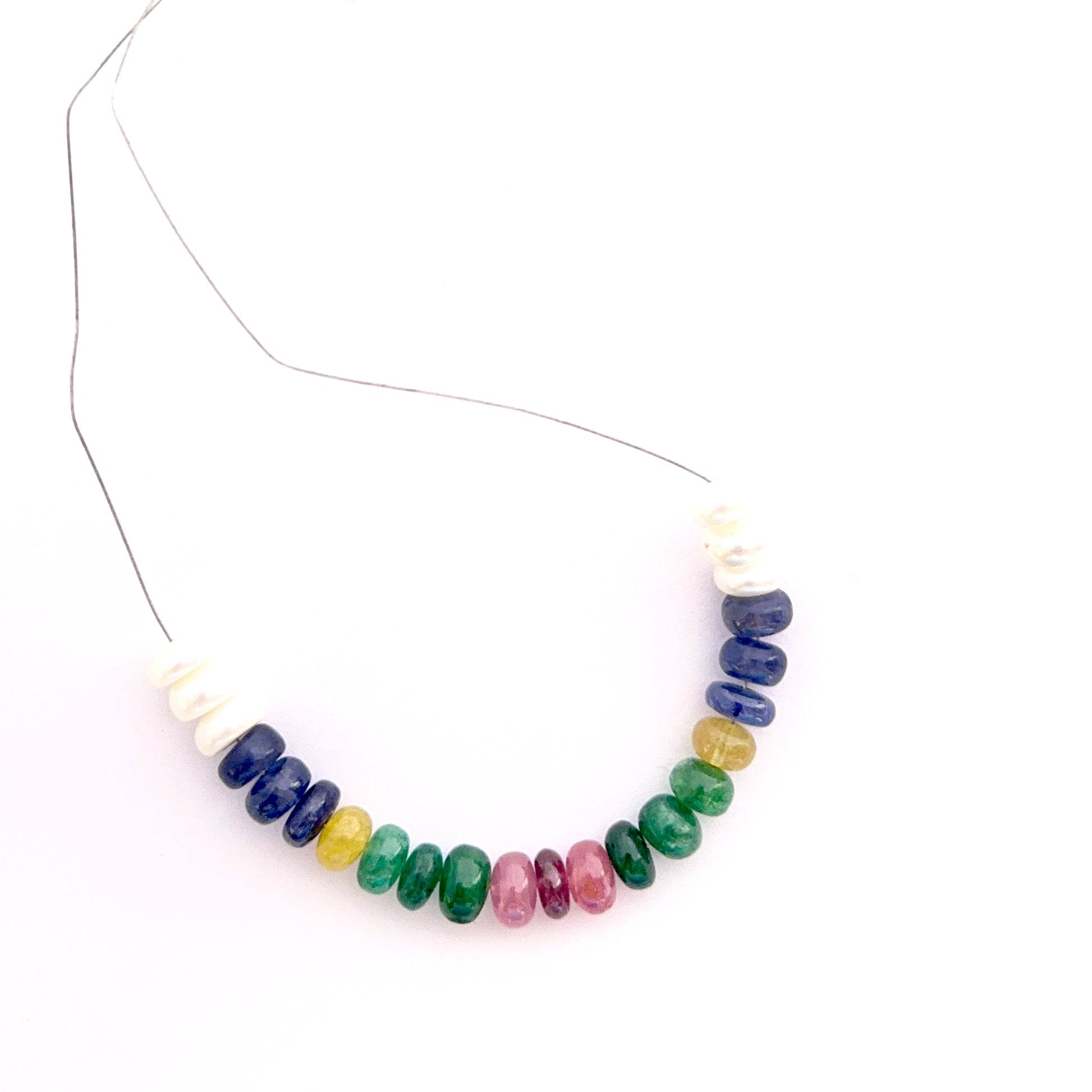 Multi precious and freshwater pearls smooth rondelle beads 6.2–6.7mm, 23 pieces, 35 carats, lustrous mix for jewellery making.