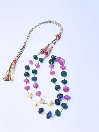 Elegant gemstone necklace, smooth rondelle beads 9.5–12mm, 246 carats of brilliance.