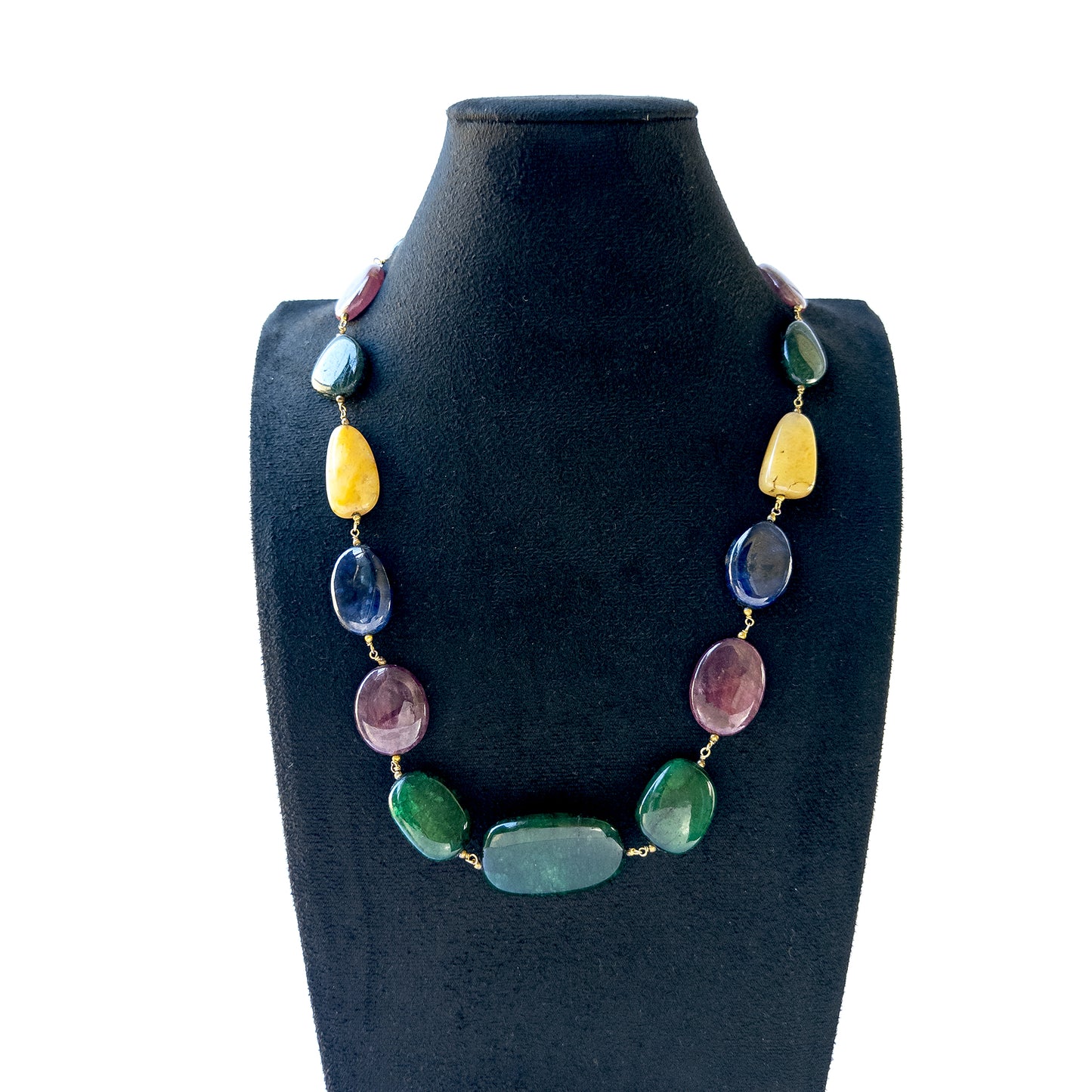 Authentic Multi Precious stone beads showcasing rich mixed colours and smooth tumble finish for jewellery designers.
