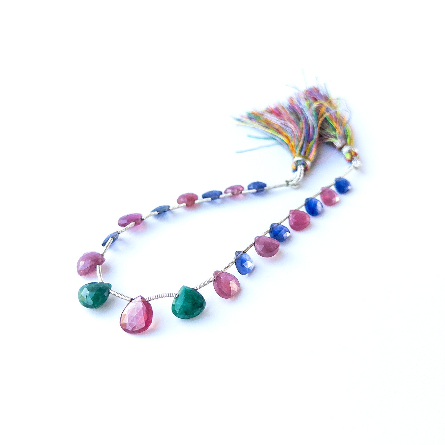 Handmade jewellery components crafted from genuine multi precious faceted briolette gemstones.
