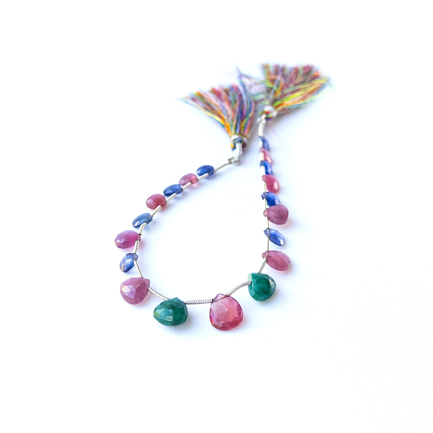High‑quality multi precious faceted briolette beads ideal for handmade jewellery components.