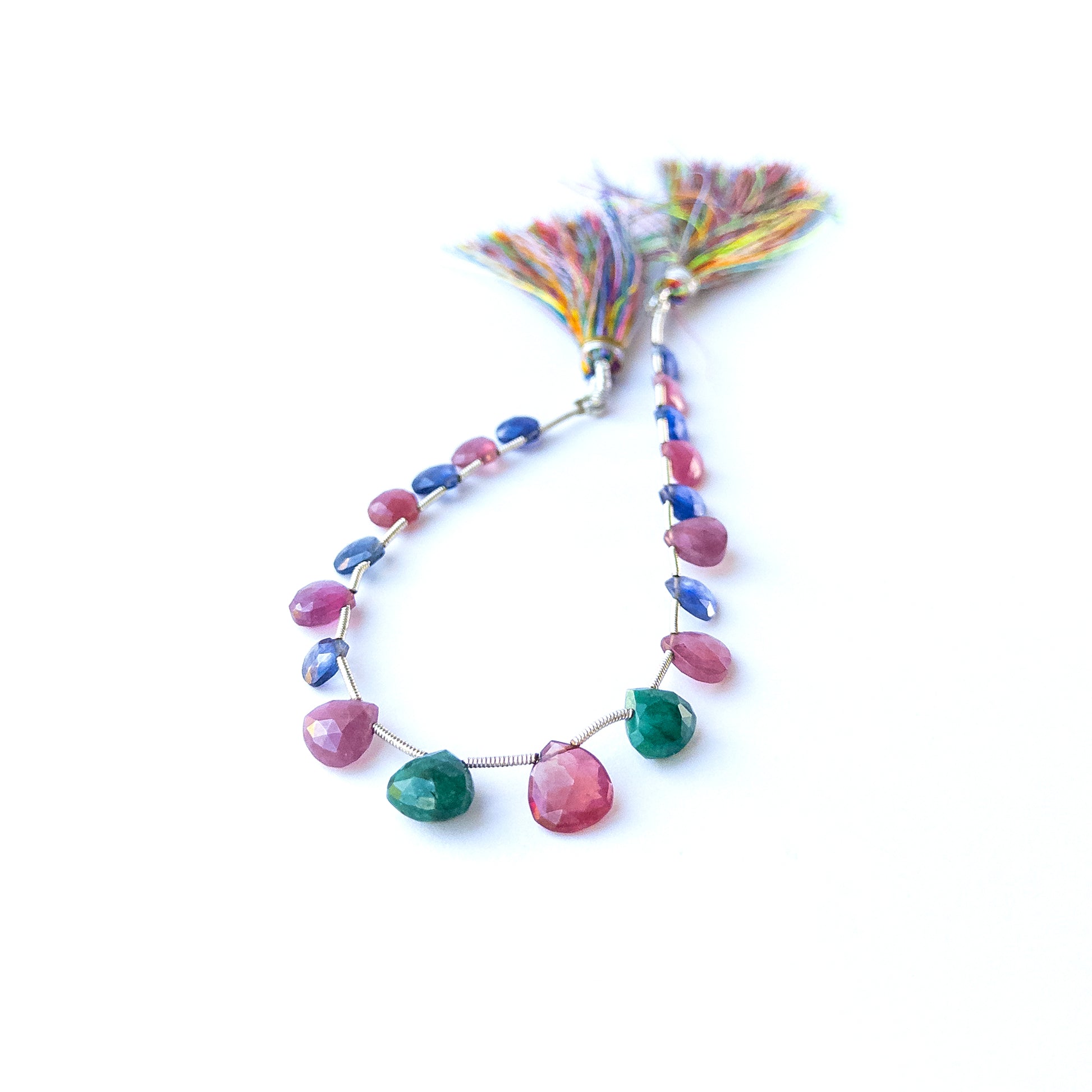 High‑quality multi precious faceted briolette beads ideal for handmade jewellery components.