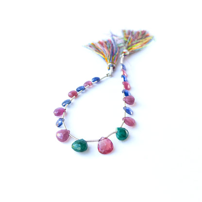 High‑quality multi precious faceted briolette beads ideal for handmade jewellery components.