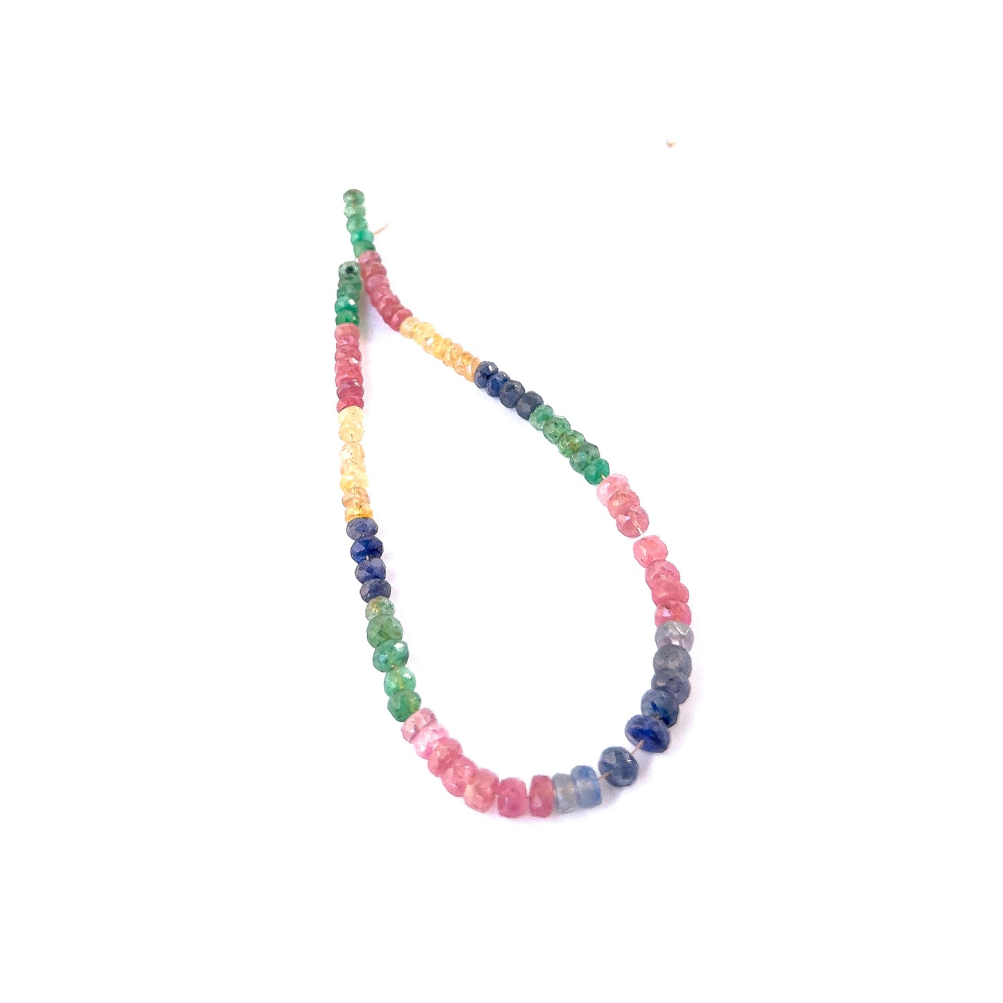 Genuine multi precious faceted rondelle beads in rich red, green and blue tones for DIY gemstone jewellery making.