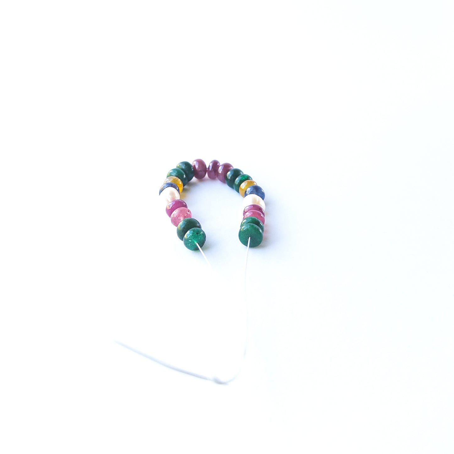 Handmade jewellery components featuring multi‑precious rondelle beads with polished finish and elegant gemstone tones.